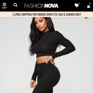 Black rouche set Fashion nova